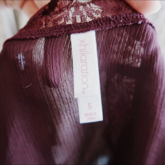 Maroon Intimate Lingerie Lace Cropped Tank Top - Picture 4 of 5